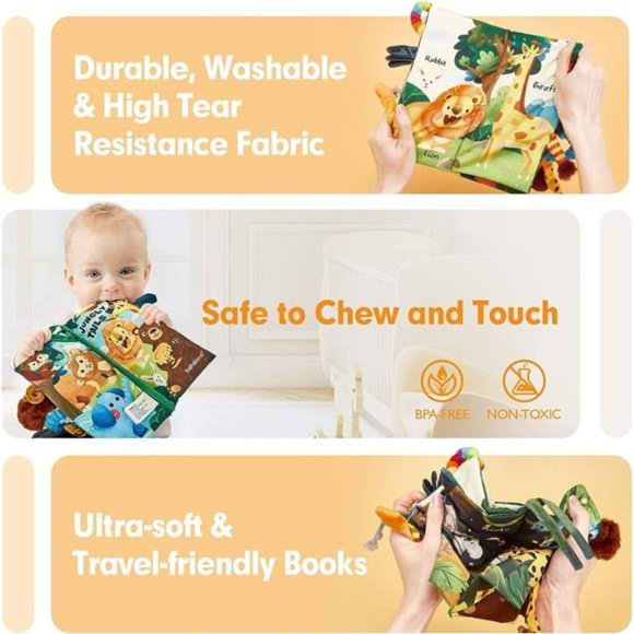 Baby Books 0-6 Months,Infant Tummy Time Toys High Contrast Sensory Baby Toys - Picture 2 of 6